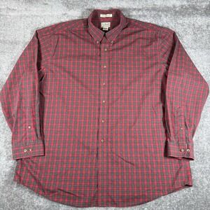 LL Bean Shirt Men's XXL Red Plaid Long Sleeve Button Down Wrinkle Resistant